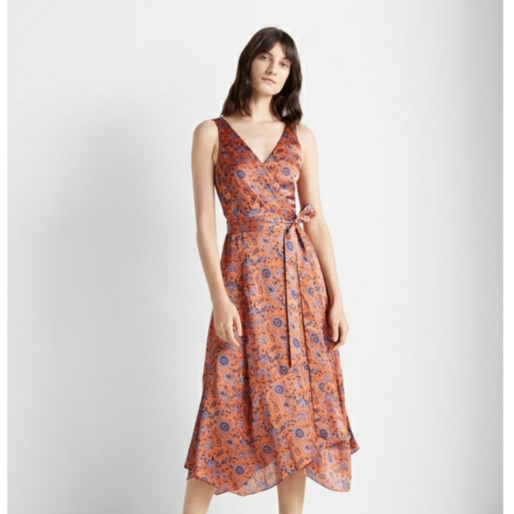 Sexy and femine Club Monaco  Floral Asymmetrical Wrap Dress with Blue Motifs